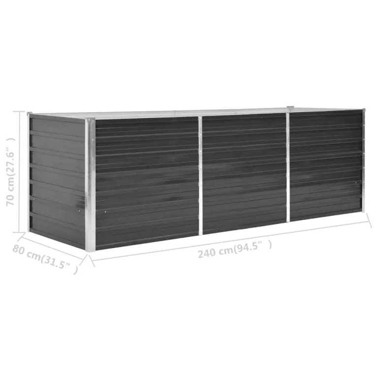 Willood Garten Hochbeet Anthrazit 240 x 80 x 77 cm Verzinkter Stahl – Bild 8