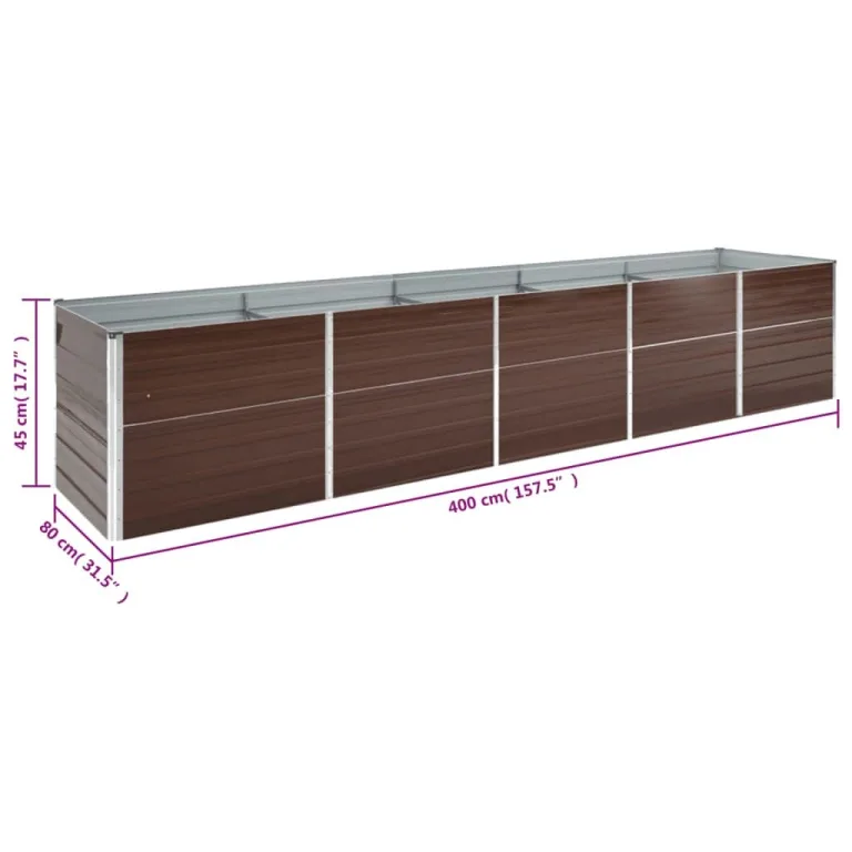 Willood Garten Hochbeet Verzinkter Stahl 400x80x45 cm Braun – Bild 6
