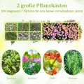 GOPLUS Hochbeet aus Tannenholz, Gartenbeet mit 2 Pflanzkästen & Trennwänden, Blumenkasten mit offenem Boden, Pflanzbeet Pflanzkasten Pflanzkübel für Blumen, Gemüse & Obst (228x62x25 cm) - Thumbnail 2