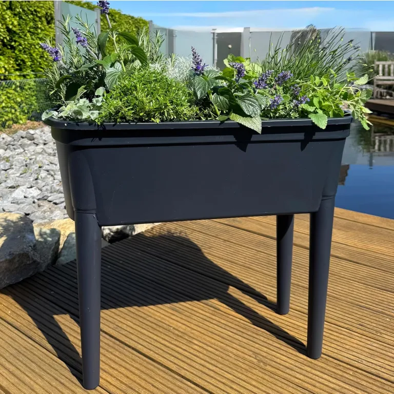Prosperplast Hochbeet Frühbeet Bloomo mit abnehmbaren Beinen und Deckel | Frühbeet für Garten und Balkon | aus Kunststoff | Anthrazit | wetterfest | 78 x 82 x 37 cm (Hochbeet (Einzelausführung)) – Bild 5