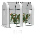 Outsunny Gartengewächshaus 1,8 m² Tomatenhaus Abm. 1,85L x 0,9l x 1,5H m 2 Rolltüren mit Reißverschluss 4 Rollfenster Stahl PE mit hoher Dichte 135 g/m² UV-beständig weiß - Thumbnail 1