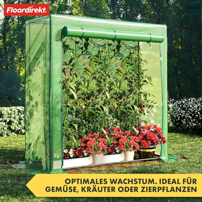 Floordirekt - Gewächshaus UV-beständig - Gewächshaus mit Metallablagegitter - Langlebig. Witterungsbeständiges Pflanzenhaus für Gemüse Kräuter. Blumen (77x200x169cm Botanika) – Bild 3