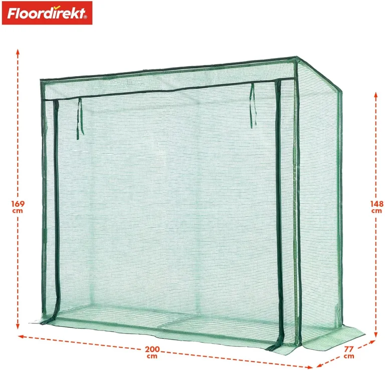 Floordirekt - Gewächshaus UV-beständig - Gewächshaus mit Metallablagegitter - Langlebig. Witterungsbeständiges Pflanzenhaus für Gemüse Kräuter. Blumen (77x200x169cm Botanika) – Bild 4