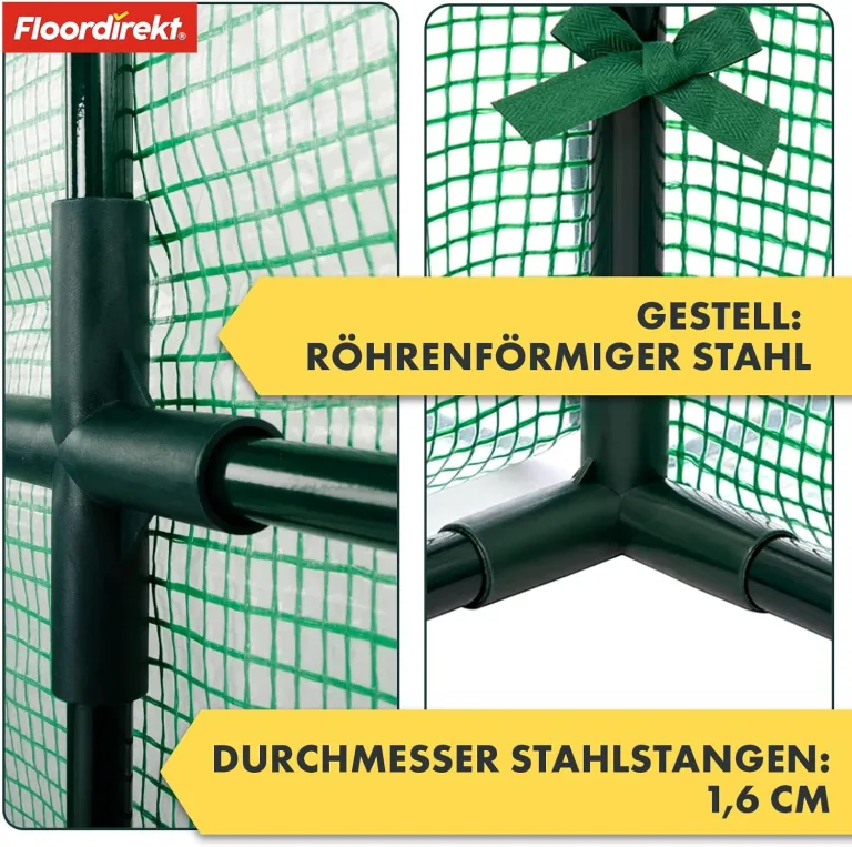 Floordirekt - Gewächshaus UV-beständig - Gewächshaus mit Metallablagegitter - Langlebig. Witterungsbeständiges Pflanzenhaus für Gemüse Kräuter. Blumen (77x200x169cm Botanika) – Bild 6