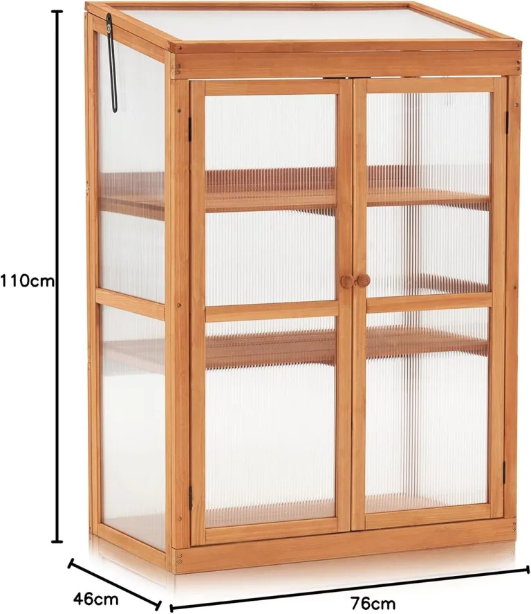 M MCombo Gewächshaus Frühbeet aus Holz, für Balkon & Garten, Klein Treibhaus Greenhouse Aufsatz Kasten Winterfest, 0760 (Orange) – Bild 7