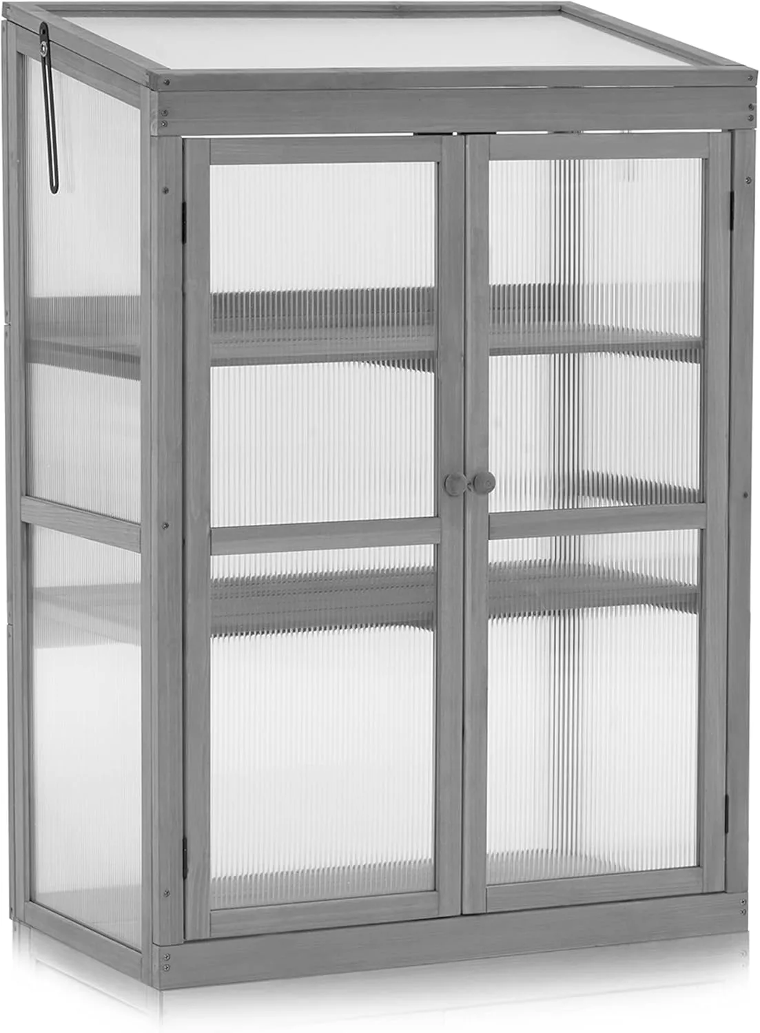 M MCombo Gewächshaus Frühbeet aus Holz, für Balkon & Garten, Klein Treibhaus Greenhouse Aufsatz Kasten Winterfest, 0760 - Bild 1
