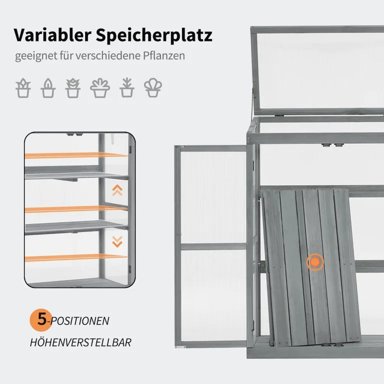 M MCombo Gewächshaus Frühbeet aus Holz, für Balkon & Garten, Klein Treibhaus Greenhouse Aufsatz Kasten Winterfest, 0760 – Bild 4