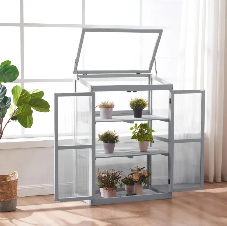 M MCombo Gewächshaus Frühbeet aus Holz, für Balkon & Garten, Klein Treibhaus Greenhouse Aufsatz Kasten Winterfest, 0760 – Bild 2