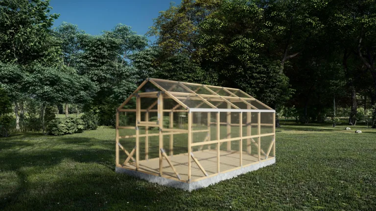 ECO Holz Gewächshaus Garten Treibhaus Tomatenhaus Holzhaus Pflanzhaus (Braun, 4 x 2.6 m) – Bild 3