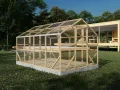 ECO Holz Gewächshaus Garten Treibhaus Tomatenhaus Holzhaus Pflanzhaus (Braun, 4 x 2.6 m) - Thumbnail 1