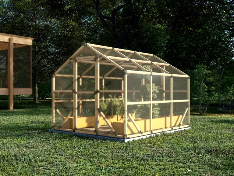 ECO Holz Gewächshaus Garten Treibhaus Tomatenhaus Holzhaus Pflanzhaus (Braun, 3 x 2.6 m) – Bild 3