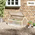 Outsunny Frühbeet aus Holz, Mini Gewächshaus 90 x 52 x 49,5 cm, Treibhaus mit Abdeckung, lichtdurchlässig Frühbeetkasten, Winterfest Hochbeet für Garten, Balkon, Naturholz - Thumbnail 2