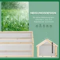 Outsunny Frühbeet aus Holz, Mini Gewächshaus 90 x 52 x 49,5 cm, Treibhaus mit Abdeckung, lichtdurchlässig Frühbeetkasten, Winterfest Hochbeet für Garten, Balkon, Naturholz - Thumbnail 5
