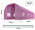 Garten-Gewächshaus Tunnel 2,5 × 4 m - 10 m² Folientunnel mit Stahlrahmen | PE-Folie 140 g/m² UV-beständig | 8 Fenster mit Moskitonetz | Pflanzenschutz | Rosa - Thumbnail 3