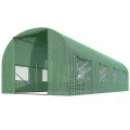 Garten-Gewächshaus Tunnel 2,5 × 4 m - 10 m² Folientunnel mit Stahlrahmen | PE-Folie 140 g/m² UV-beständig | 8 Fenster mit Moskitonetz | Pflanzenschutz | Rosa - Thumbnail 10