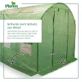 Garten-Gewächshaus Tunnel 2 × 3 m - 6 m² Folientunnel mit Stahlrahmen | PE-Folie 140 g/m² UV-beständig | 6 Fenster mit Moskitonetz | Pflanzenschutz | Grün - Thumbnail 8