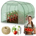 Garten-Gewächshaus Tunnel 2 × 3 m - 6 m² Folientunnel mit Stahlrahmen | PE-Folie 140 g/m² UV-beständig | 6 Fenster mit Moskitonetz | Pflanzenschutz | Grün - Thumbnail 1