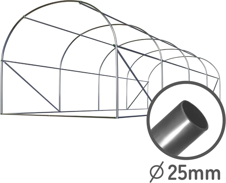 Garten-Gewächshaus Tunnel 2 × 4,5 m - 9 m² Folientunnel mit Stahlrahmen | PE-Folie 140 g/m² UV-beständig | 8 Fenster mit Moskitonetz | Pflanzenschutz | Weiß – Bild 6