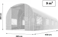 Garten-Gewächshaus Tunnel 2 × 4,5 m - 9 m² Folientunnel mit Stahlrahmen | PE-Folie 140 g/m² UV-beständig | 8 Fenster mit Moskitonetz | Pflanzenschutz | Weiß - Thumbnail 4