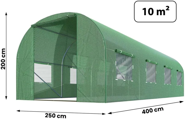Folientunnel Gewächshaus Mit Rahmen Stahl Set Mit Pflanzenstützen Zubehör 2,5 x 4 x 2 m 10m2 Grün – Bild 8