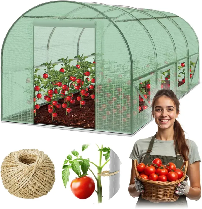 Folientunnel Gewächshaus Mit Rahmen Stahl Set Mit Pflanzenstützen Zubehör 2,5 x 4 x 2 m 10m2 Grün – Bild 2