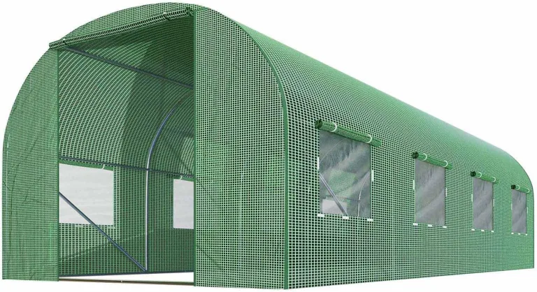 Folientunnel Gewächshaus Mit Rahmen Stahl Set Mit Pflanzenstützen Zubehör 2,5 x 4 x 2 m 10m2 Grün – Bild 1