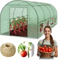 Folientunnel Gewächshaus Mit Rahmen Stahl Set Mit Pflanzenstützen Zubehör 2,5 x 4 x 2 m 10m2 Grün - Thumbnail 2
