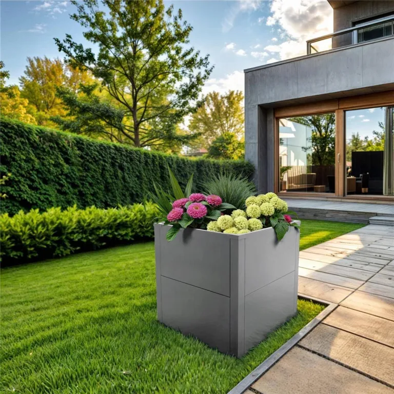 Metzler Hochbeet für den Garten oder Balkon – Stahl in Grau | Witterungsbeständiges Metall-Gartenbeet, Pflanzenbeet, Blumenhochbeet | 50 x 50 x 50 cm – Bild 5