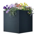 Metzler Hochbeet für den Garten oder Balkon – Stahl in Anthrazit | Witterungsbeständiges Metall-Gartenbeet, Pflanzenbeet, Blumenhochbeet | 50 x 50 x 50 cm - Thumbnail 2