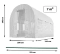 Garten-Gewächshaus Tunnel 2 × 3,5 m - 7 m² Folientunnel mit Stahlrahmen | PE-Folie 140 g/m² UV-beständig | 6 Fenster mit Moskitonetz | Pflanzenschutz | Weiß - Thumbnail 3