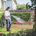COSTWAY Blumenkasten mit Rankgitter & hängendem Dach, Pflanzkasten mit Rankhilfe, Hochbeet für Kletterpflanzen & hängende Körbe, für Hof Garten Terrasse, Pflanzkübel Holz, Natur (200x44x114cm) - Thumbnail 2