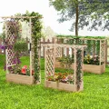 COSTWAY Blumenkasten mit Rankgitter & hängendem Dach, Pflanzkasten mit Rankhilfe, Hochbeet für Kletterpflanzen & hängende Körbe, für Hof Garten Terrasse, Pflanzkübel Holz, Natur (200x44x114cm) - Thumbnail 8