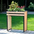 dobar® Hochbeet Wheely Gr. M für Rollstuhlfahrer - Pflanzkasten aus Holz aus Rollen mit Pflanzkübel - Kräuterbeet für Indoor und Outdoor - Balkon-Hochbeet, Natur - Thumbnail 4