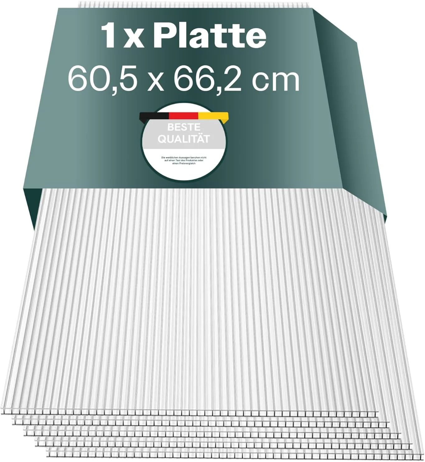 Hohlkammerplatten für Gewächshaus 60,5 x 66,2 cm - Polycarbonatplatten, Kunststoffplatten 4mm, Wetterfeste Gewächshausplatten, Polycarbonat Stegplatten, Transparentes & UV-beständige Wellplattendach - Bild 1