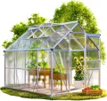 GARDEBRUK® Gewächshaus Aluminium 4,8m² mit Fundament 250x190cm inkl. 2 Dachfenster Tomatenhaus Treibhaus Anzuchthaus Garten Frühbeet Aufzucht 7,7m³ - Thumbnail 1