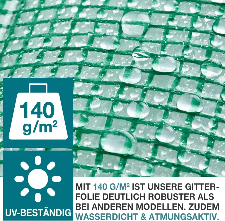 TOM Foliengewächshaus Folientunnel stabile 140g/m² extra langlebig – Wählen Sie aus 2 Größen: 1,6m2 / 0,8m2 Gewächshaus mit 4 Erdankern – Stahlrohrkonstruktion – für Tomaten & Co. (Grün, 0,5m2) – Bild 5