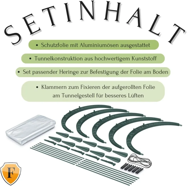 Pflanztunnel Gartentunnel Treibhaus Tomatenhaus Tunnelbögen 2 Größen (Grün, 3,60m) – Bild 3