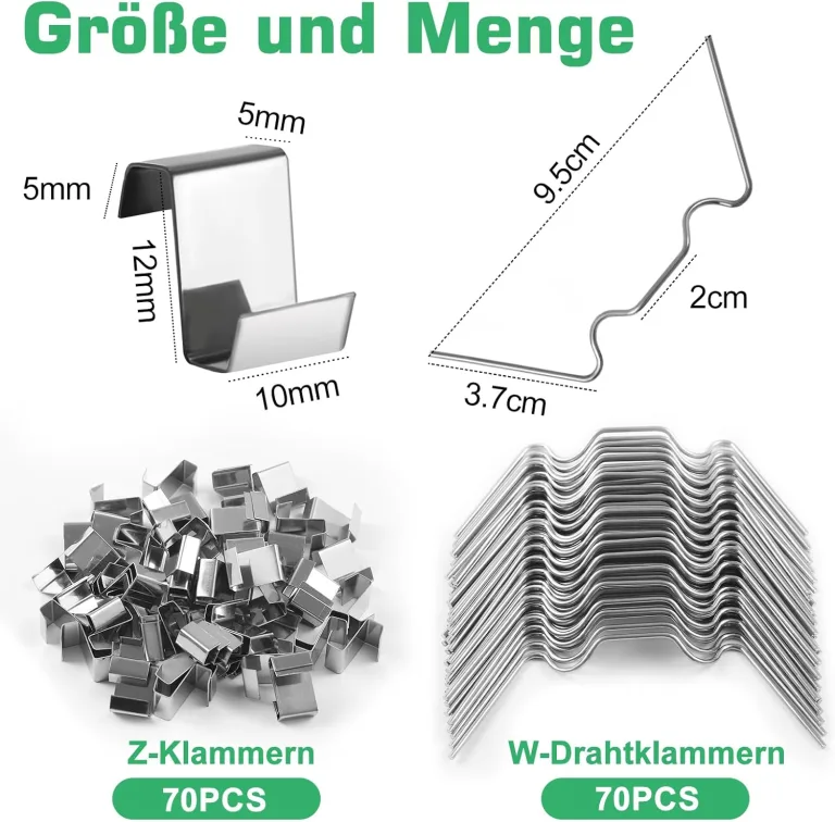 140-teilig Gewächshaus Klammern Edelstahl, Gewächshausklammern, Klammern für Gewächshaus, Sturmfest Gewächshaus zubehör für Befestigung von Glashaus Doppelstegplatten, Platten, Hohlkammerplatten – Bild 2