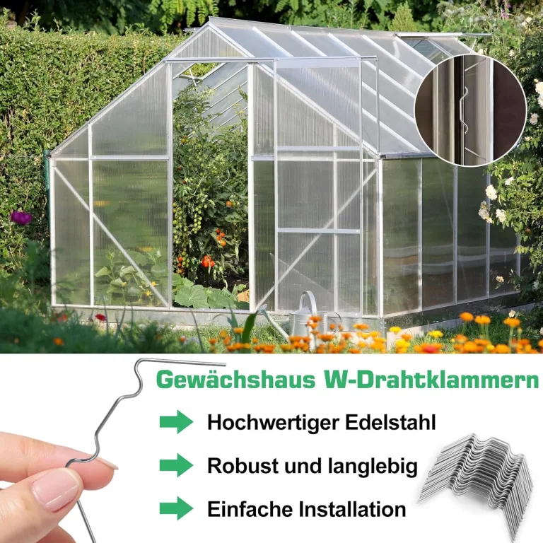 140-teilig Gewächshaus Klammern Edelstahl, Gewächshausklammern, Klammern für Gewächshaus, Sturmfest Gewächshaus zubehör für Befestigung von Glashaus Doppelstegplatten, Platten, Hohlkammerplatten – Bild 3
