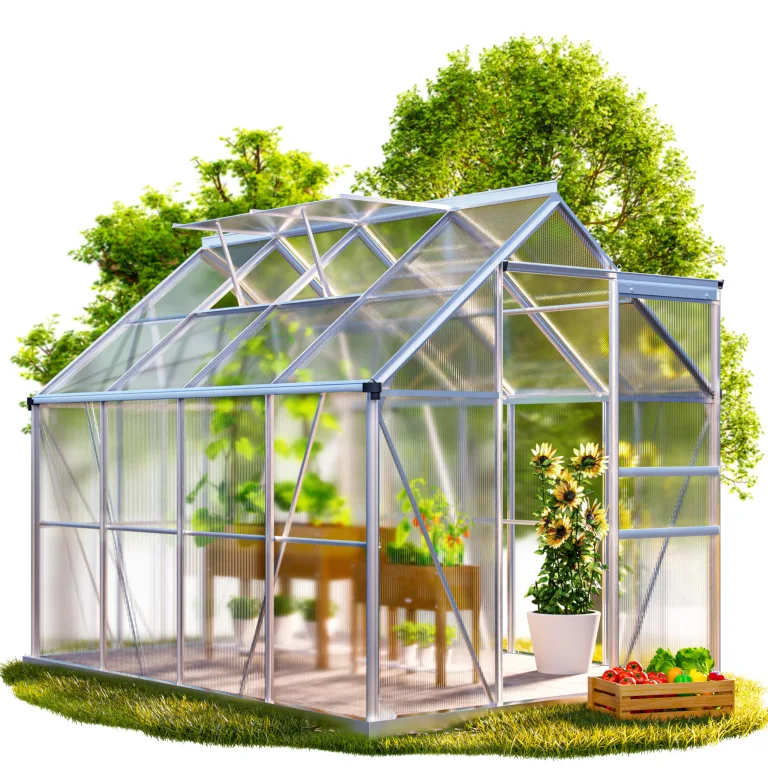 GARDEBRUK® Gewächshaus Aluminium 4,8m² 250x190cm inkl. 2 Dachfenster Tomatenhaus Treibhaus Anzuchthaus Garten Frühbeet Pflanzenhaus Aufzucht 7,63m³ – Bild 1