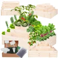 Hochbeet Holz, Kräuterbeet, Gartenbeet, Pflanzbeet, Blumenbeet, Stufenbeet, für Garten und Terrasse, Kiefernholz, Massivholz, höhenverstellbar, Abmessungen 54x117x120 cm, Farbe: Natur - Thumbnail 1