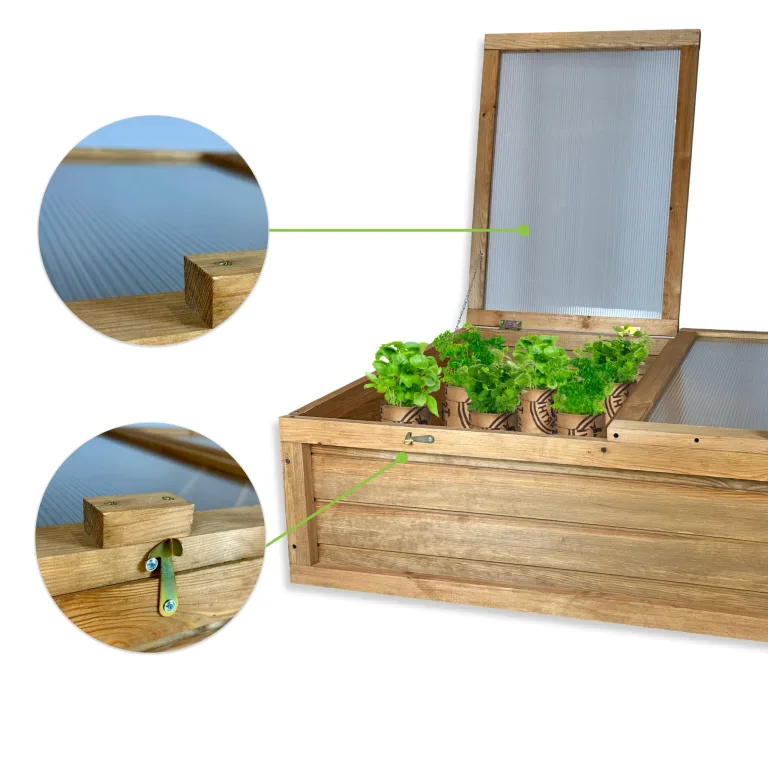 GARTENETAGE Hochwertiges Frühbeet mit Abdeckung - Witterungsbeständig, Einfache Montage, Schutz vor Schädlingen, Verlängerte Anbausaison, Pflegeleicht, 120x80x35 cm – Bild 3