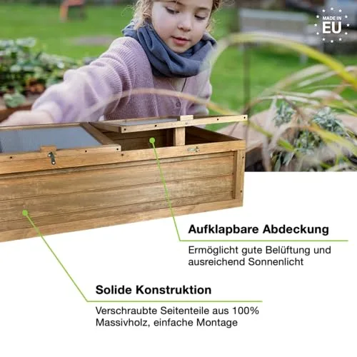 GARTENETAGE Hochwertiges Frühbeet mit Abdeckung - Witterungsbeständig, Einfache Montage, Schutz vor Schädlingen, Verlängerte Anbausaison, Pflegeleicht, 120x80x35 cm – Bild 7