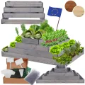 Hochbeet Holz, Kräuterbeet, Gartenbeet, Pflanzbeet, Blumenbeet, Stufenbeet, für Garten und Terrasse, Kiefernholz, Massivholz, höhenverstellbar, Abmessungen 36x117x80 cm, Farbe: Grau - Thumbnail 1
