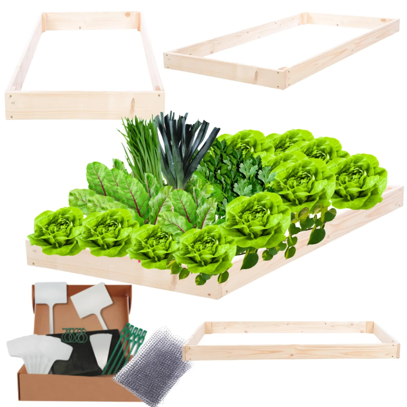 Hochbeet Holz, Kräuterbeet, Gartenbeet, Pflanzbeet, Blumenbeet, Stufenbeet, für Garten und Terrasse, Kiefernholz, Massivholz, höhenverstellbar, Abmessungen 9x60x60 cm, Farbe: Natur - Bild 1
