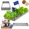Hochbeet Holz, Kräuterbeet, Gartenbeet, Pflanzbeet, Blumenbeet, Stufenbeet, für Garten und Terrasse, Kiefernholz, Massivholz, höhenverstellbar, Abmessungen 9x30x90 cm, Farbe: Grau - Thumbnail 1