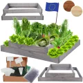 Hochbeet Holz, Kräuterbeet, Gartenbeet, Pflanzbeet, Blumenbeet, Stufenbeet, für Garten und Terrasse, Kiefernholz, Massivholz, höhenverstellbar, Abmessungen 18x90x80 cm, Farbe: Grau - Thumbnail 1