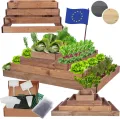 Hochbeet Holz, Kräuterbeet, Gartenbeet, Pflanzbeet, Blumenbeet, Stufenbeet, für Garten und Terrasse, Kiefernholz, Massivholz, höhenverstellbar, Abmessungen 36x117x80 cm, Farbe: Braun - Thumbnail 1