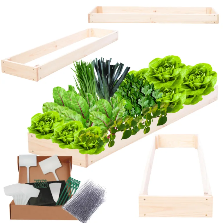 Hochbeet Holz, Kräuterbeet, Gartenbeet, Pflanzbeet, Blumenbeet, Stufenbeet, für Garten und Terrasse, Kiefernholz, Massivholz, höhenverstellbar, Abmessungen 9x30x120 cm, Farbe: Natur – Bild 1