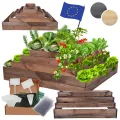 Hochbeet Holz, Kräuterbeet, Gartenbeet, Pflanzbeet, Blumenbeet, Stufenbeet, für Garten und Terrasse, Kiefernholz, Massivholz, höhenverstellbar, Abmessungen 45x117x120 cm, Farbe: Braun - Thumbnail 1